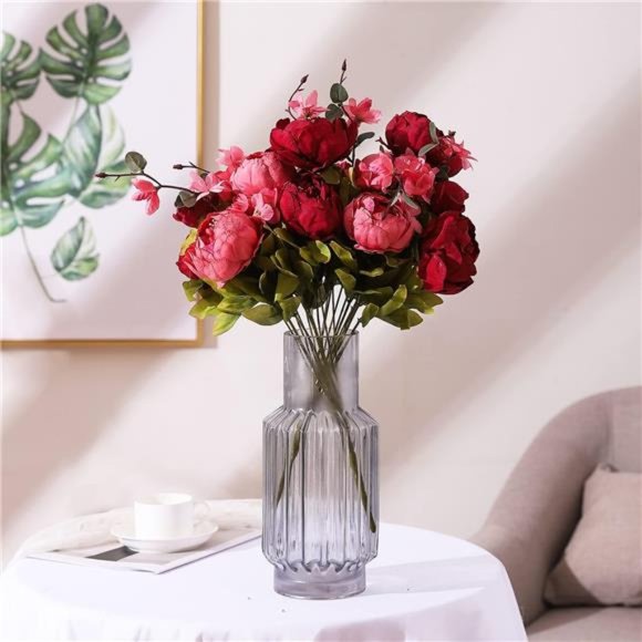 Fake Flowers Vintage Artificial Peony Silk Flowers Wedding Home Decoration - Picture 4 of 5